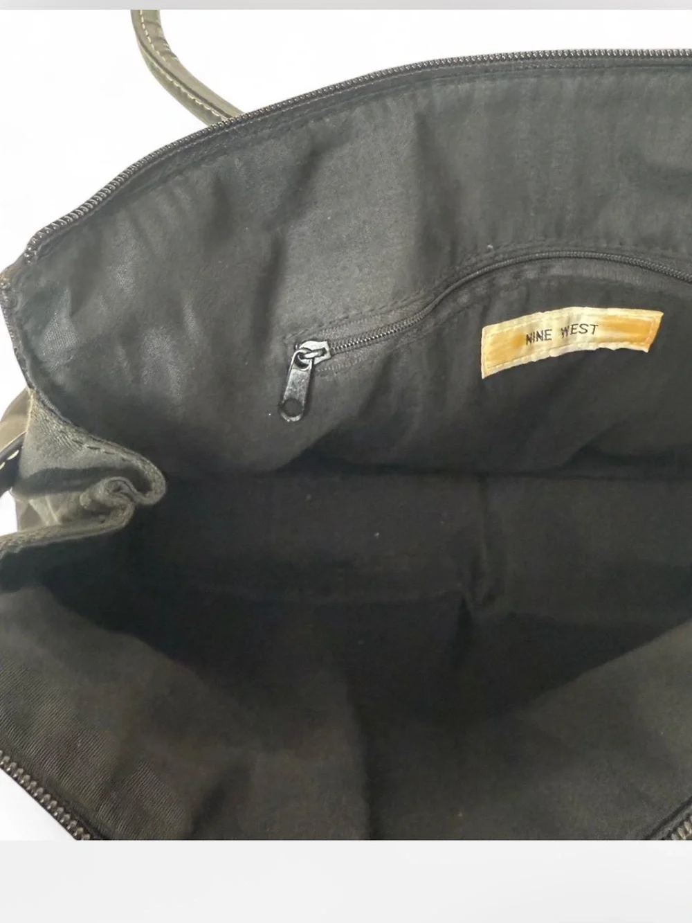 Vintage Nine West Black Leather Trim City/Office Bag w/ Silver Hardware